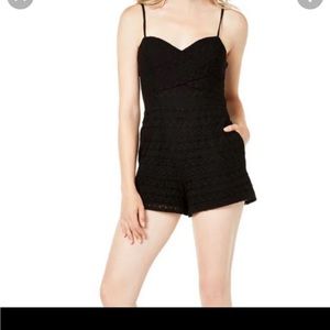 Guess Black Floral Lace Surplice Romper/Jumpsuit Size S